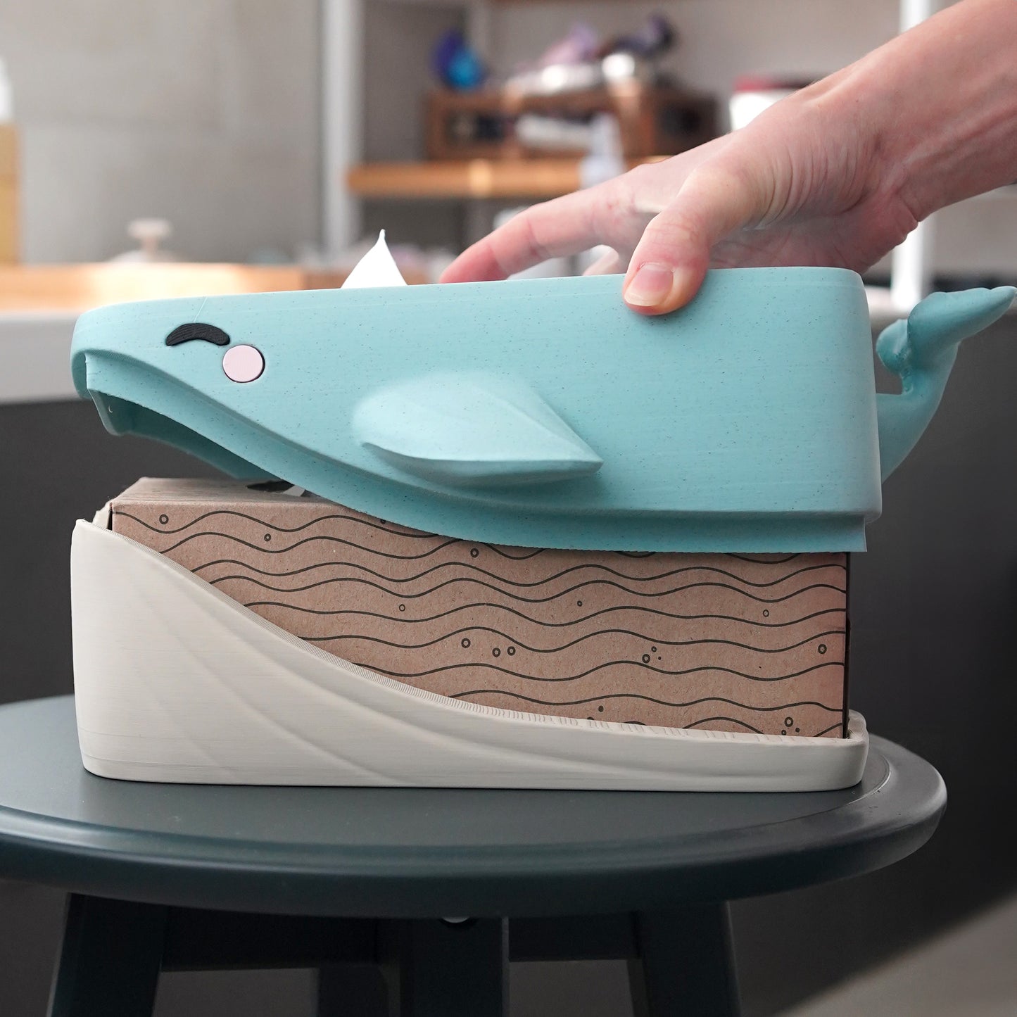 Housse de boîte à mouchoirs Bulles, la baleine